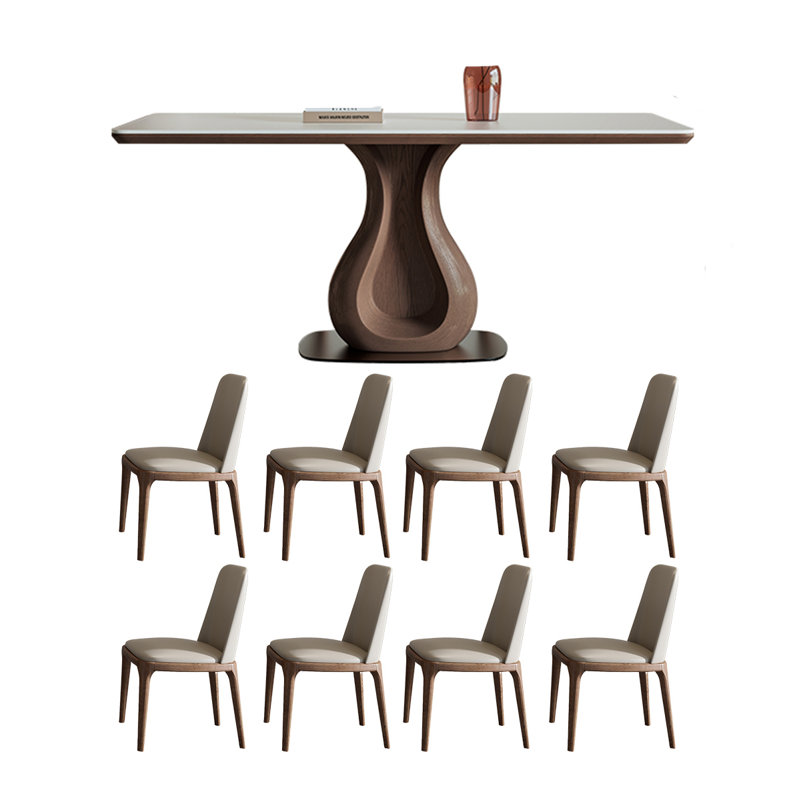 Home rectangular bright face rock slab table set, 29.52"H x 78.74"L x 39.37"W
