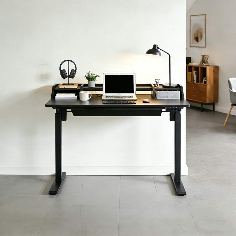 Bureau debout à hauteur réglable électrique Larreon, H 47,2 po x l 48 po x P 24 po, Noir