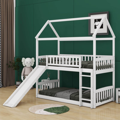 Twin Over Twin Bunk Bed With Slide, House Bed With Slide -  Harper Orchard, 08CFA86D273F47B3B2EE42C7CC27ADF9