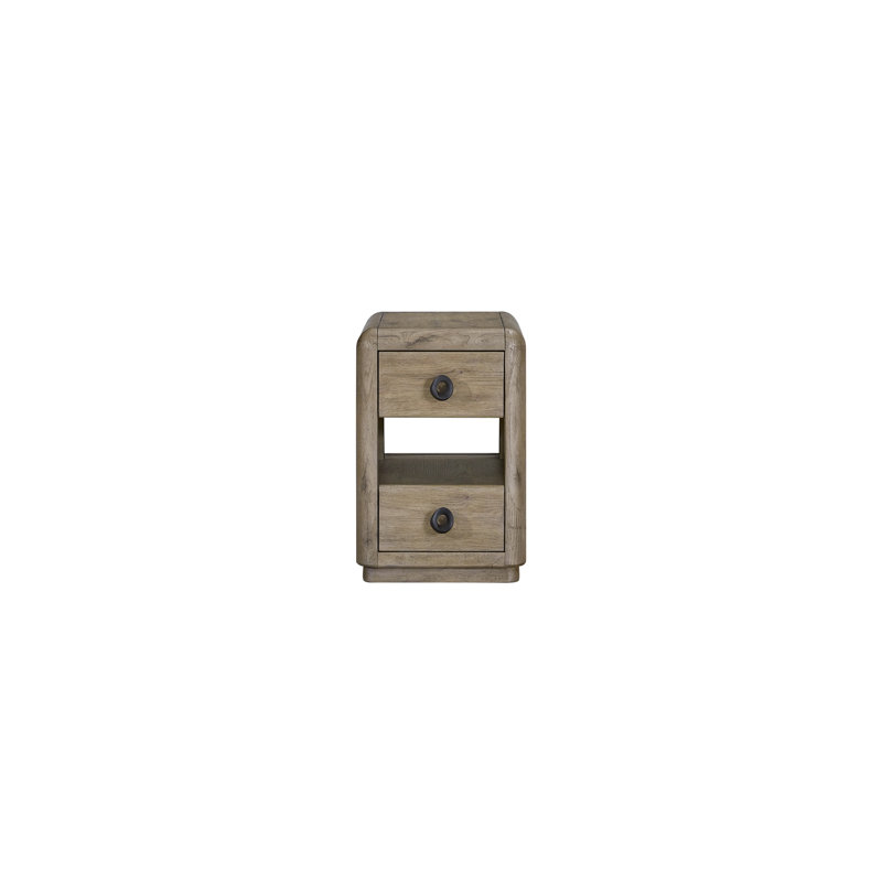 Zina Chairside Table with 2 Drawers – English Knotty Oak