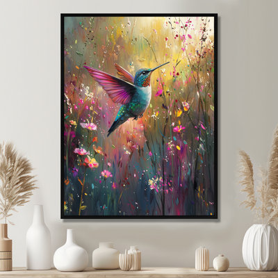 Colibri ensemblesuko dans la forêt printanière - oiseau, art mural encadré