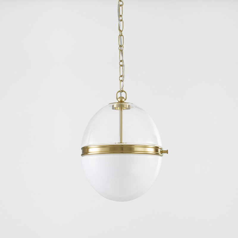 Donnell 1 Light Pendant, Aged Brass, 15.25" H x 12.5" W x 12.5" D