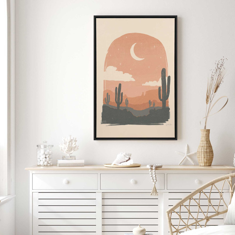 «Desert Moon Serenade», reproduction sur toile, Cadre flottant noir satiné, H 30,75 po x l 20,75 po x P 1,75 po