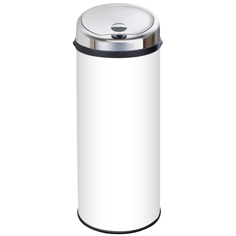 Ladson Steel Motion Sensor Kitchen Trash Can, White, 50L