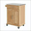 Chariot de cuisine d'intérieur en bambou compact avec plateau en acier inoxydable