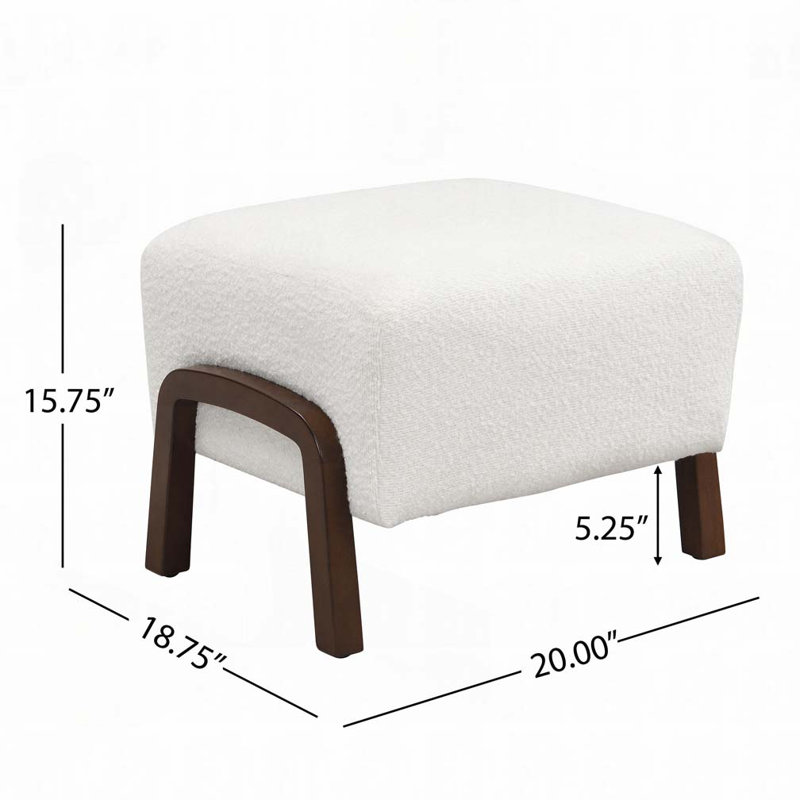 Repose-pieds rembourré Boucle, pieds en bois