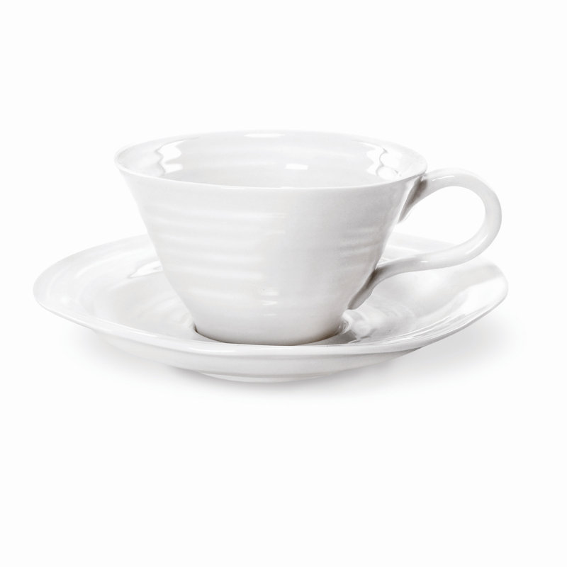 Portmeirion Sophie Conran White Teacup/Saucer 8 Oz White
