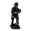 Statue traditionnelle en résine coulée à froid, représentant un pompier portant un enfant, en bronze métallisé, hauteur 28 cm.