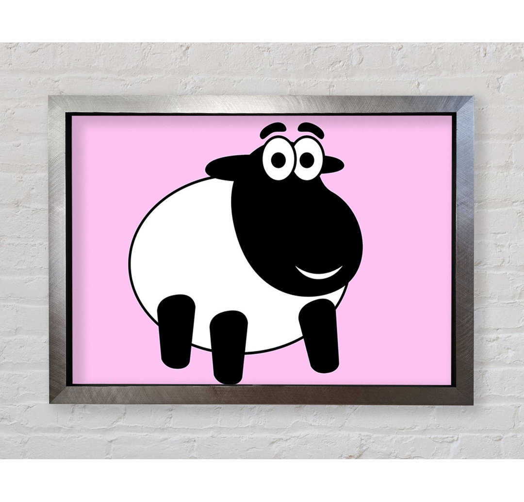 Gerahmter Kunstdruck Happy Cartoon Sheep