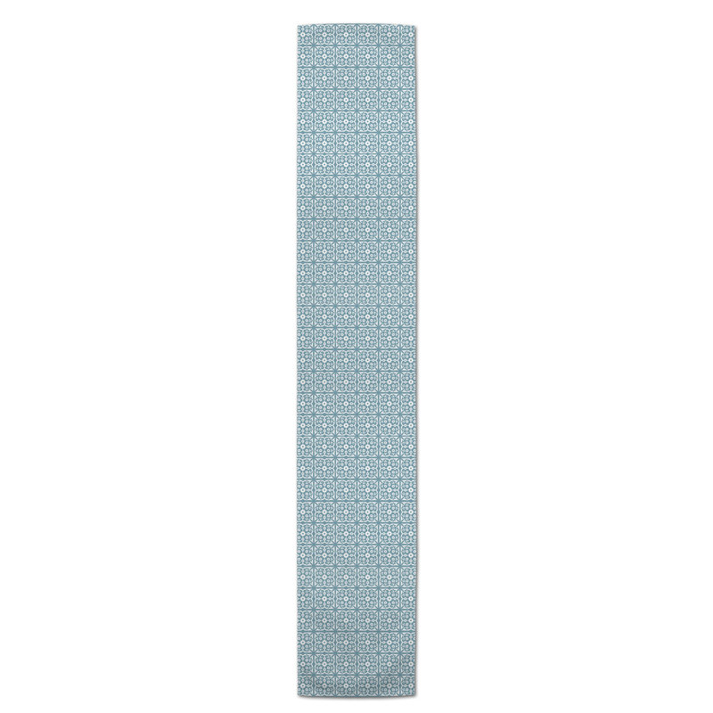 Artis Geometric Table Runner, 90" L x 16" W, Sky Blue