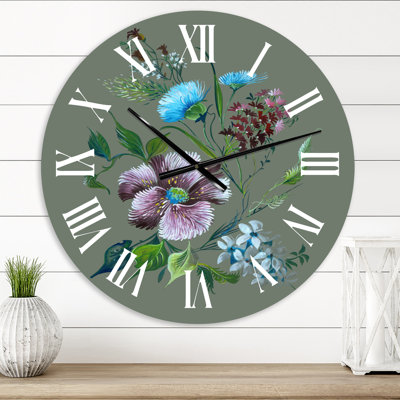Horloge murale traditionnelle mauve et turquoise