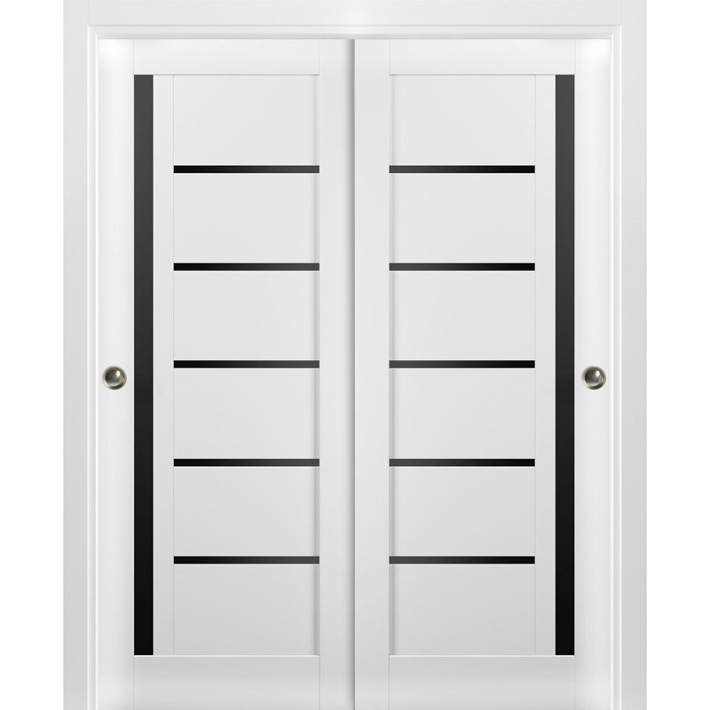 Portes de placard coulissantes en verre givré Quadro, 36 po x 84 po, Blanc