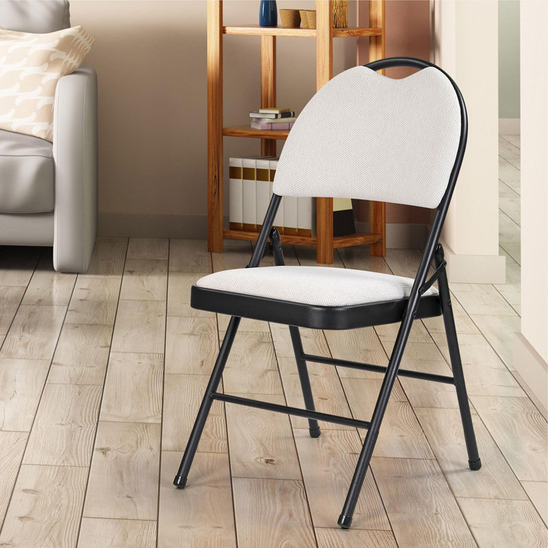 Fabric Padded Stackable Folding Chair Folding Chair, Black