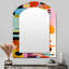 Mid-Century géométrique amusant collage III - grand miroir mural arqué sur métal-213052764