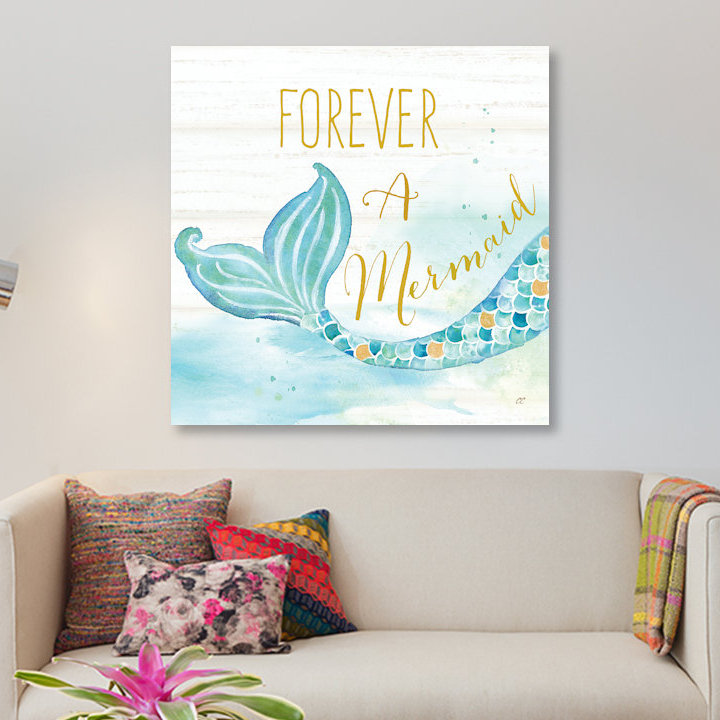 «Mermaid Tale I», impression sur toile, H 26 po x l 26 po x P 1,5 po, Toile tendue, Pas de tapis