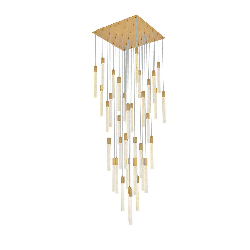 Luminaire suspendu rectangulaire à 36 lumières Aliha, Or satiné
