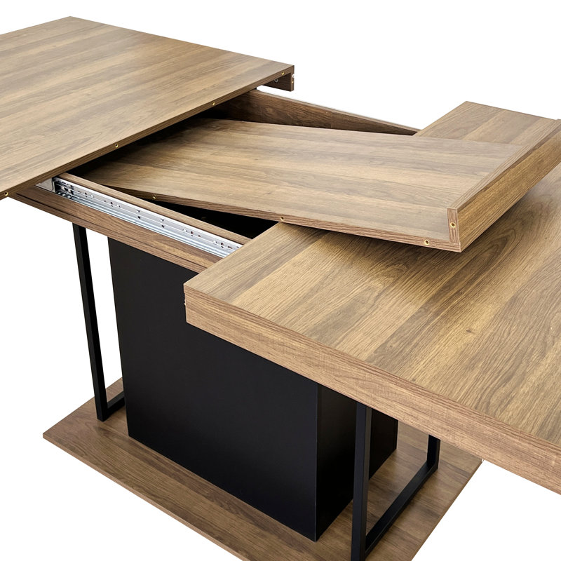 Table de salle à manger rectangulaire extensible pour 6 à 10 personnes en bois vieilli 160 à 200 cm, Espresso/Brun