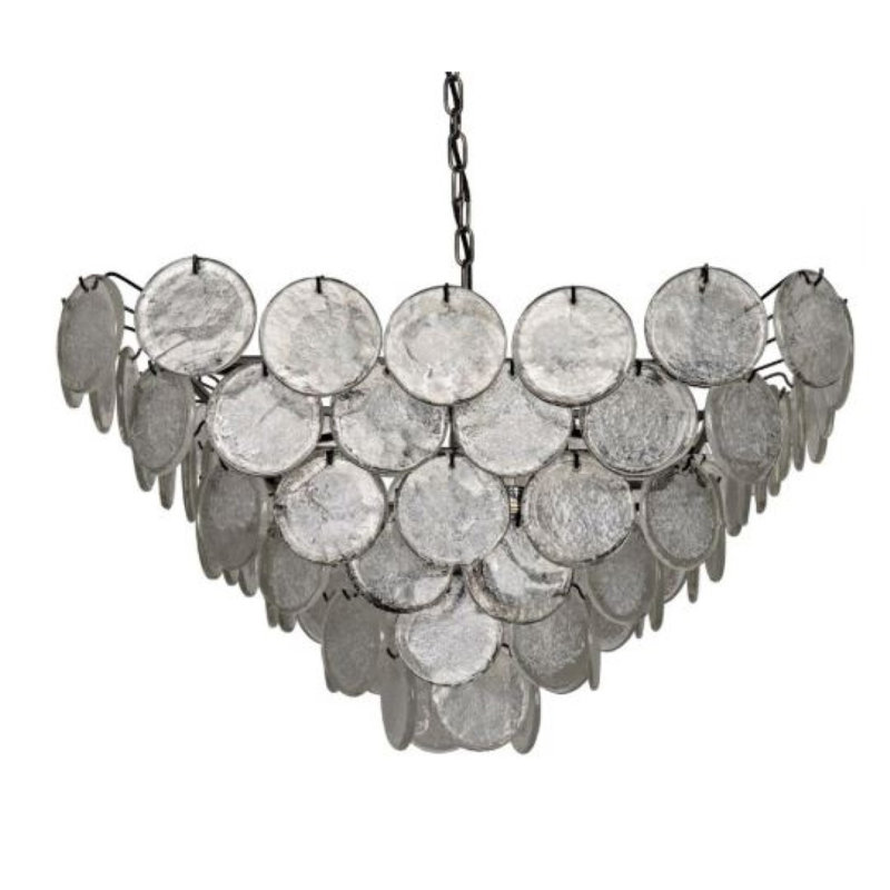 Lustre 12 lumières Baddeley, Glace transparente, Argent vieilli, 22" Length x 22" Width x 12" Height