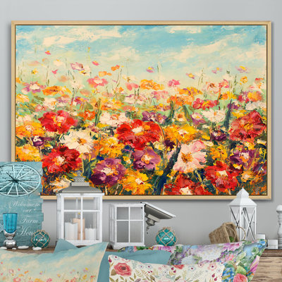 «Fields Of Vibrant Spring Flowers», reproduction sur toile flottante