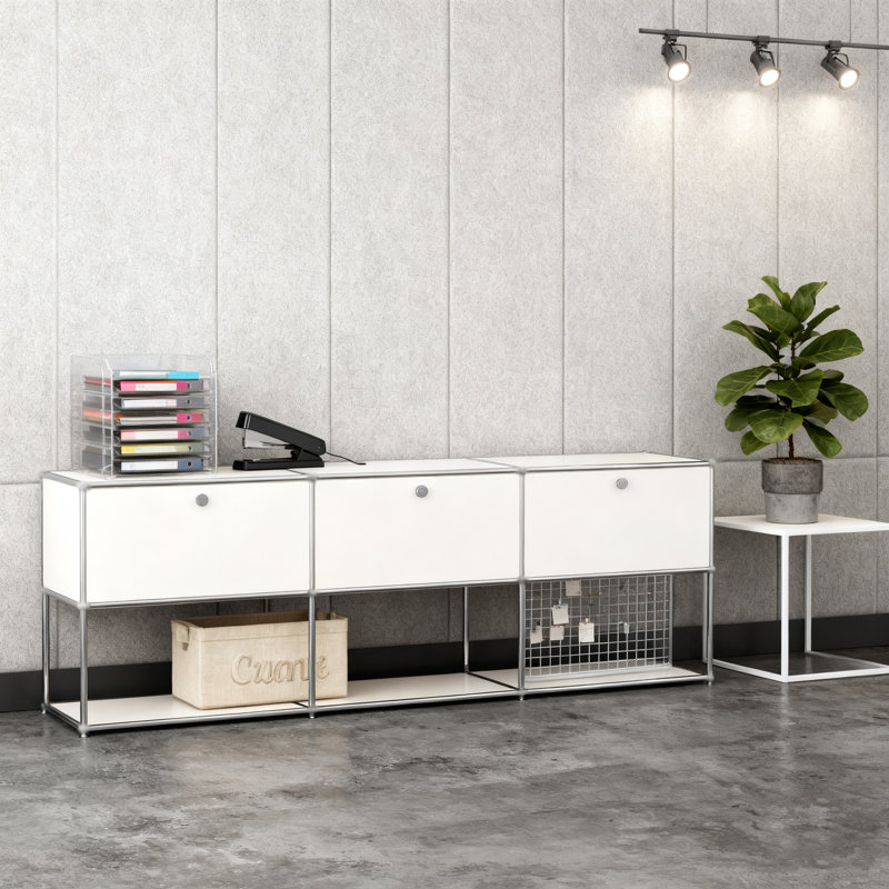 Modern Modular Metal Storage Cabinet with Adjustable Shelves, Multipurpose Office Storage Organizer with Soft-Close Doors, Heavy-Duty Steel Cabinet for Home Office, Living Room, Entryway or Kitchen