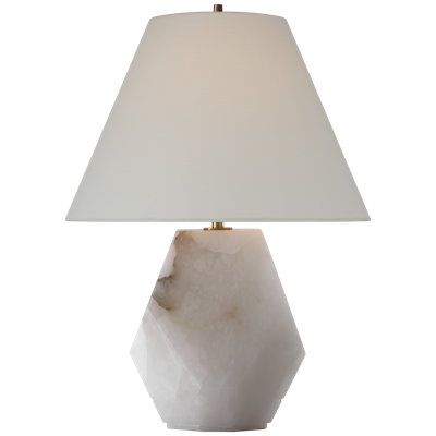 Thomas O'Brien Anthenee 25" Table Lamp in Alabaster with Linen Shade