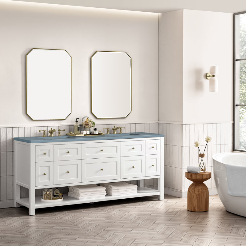 Breckenridge 72'' W Double Vanity, Bright White, 8" Widespread, Tajnar Eclos