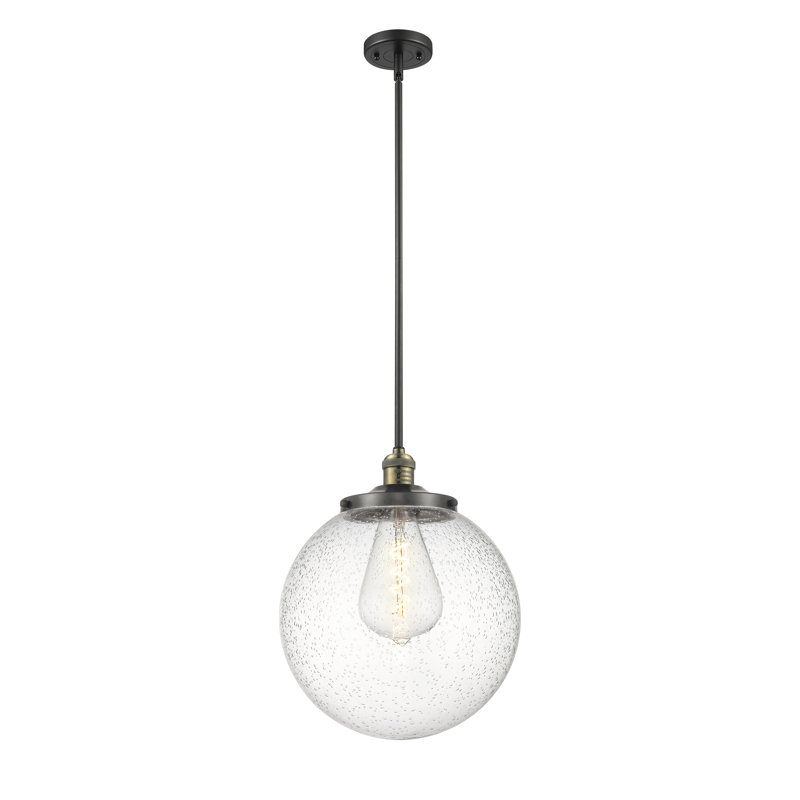Luminaire suspendu simple à 1 lumière Frederick, Laiton antique noir, Grainé