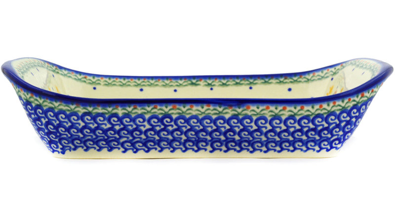 Spring Flowers Stoneware Platter, 2.4" H x 11" W x 7.1" D