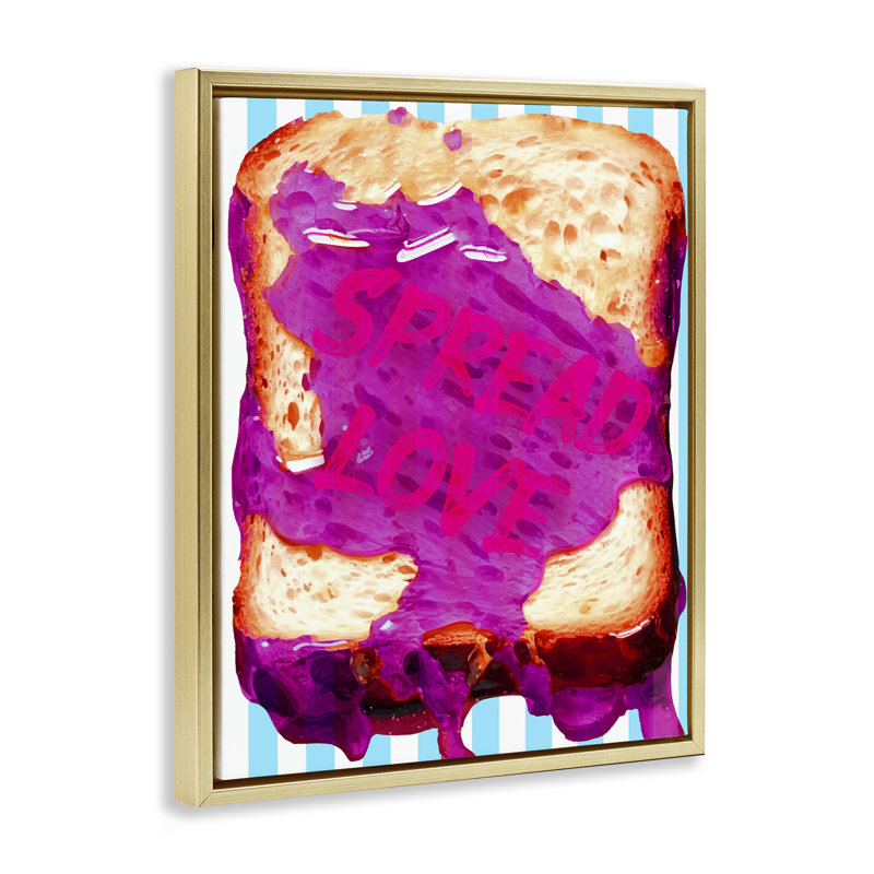 «Spread Love Toast» par Daphne Polselli, Cadre flottant métallique doré, H 31 po x l 25 po
