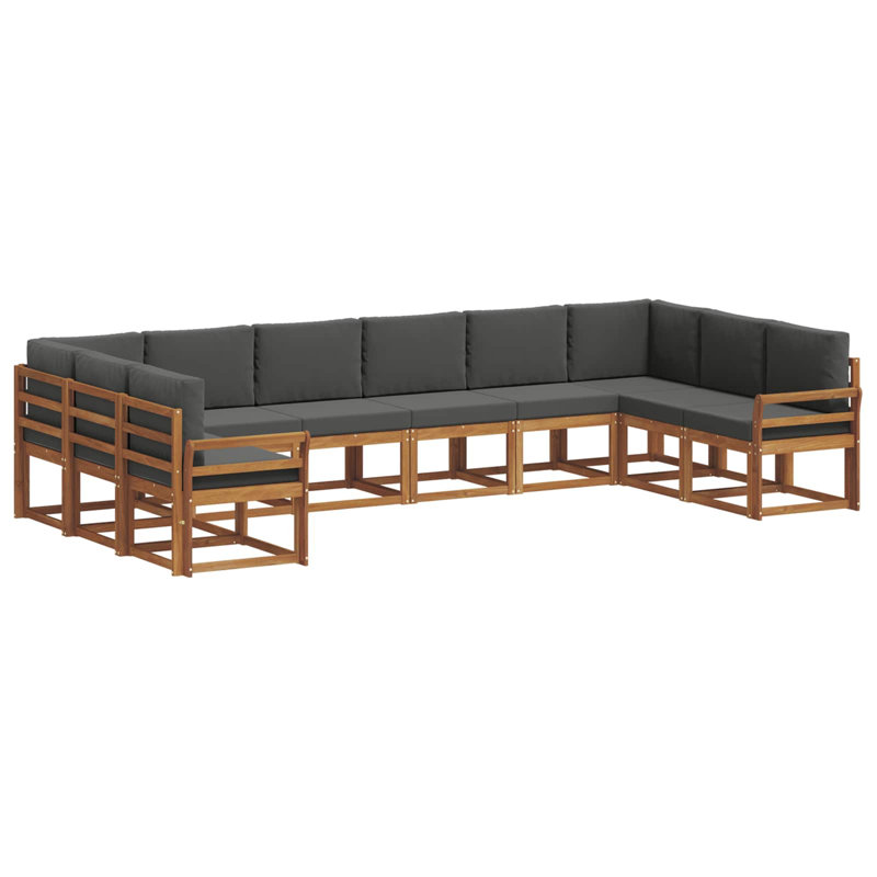  Ensemble de canapé d'extérieur avec coussin 10 pièces naturel et anthracite