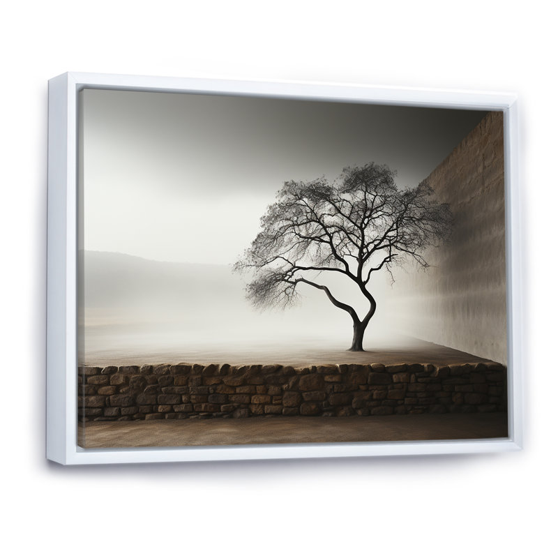 Minimalisme, photographie d'un arbre de sérénité sur toile, Cadre flottant blanc, H 16 po x l 32 po x P 1 po
