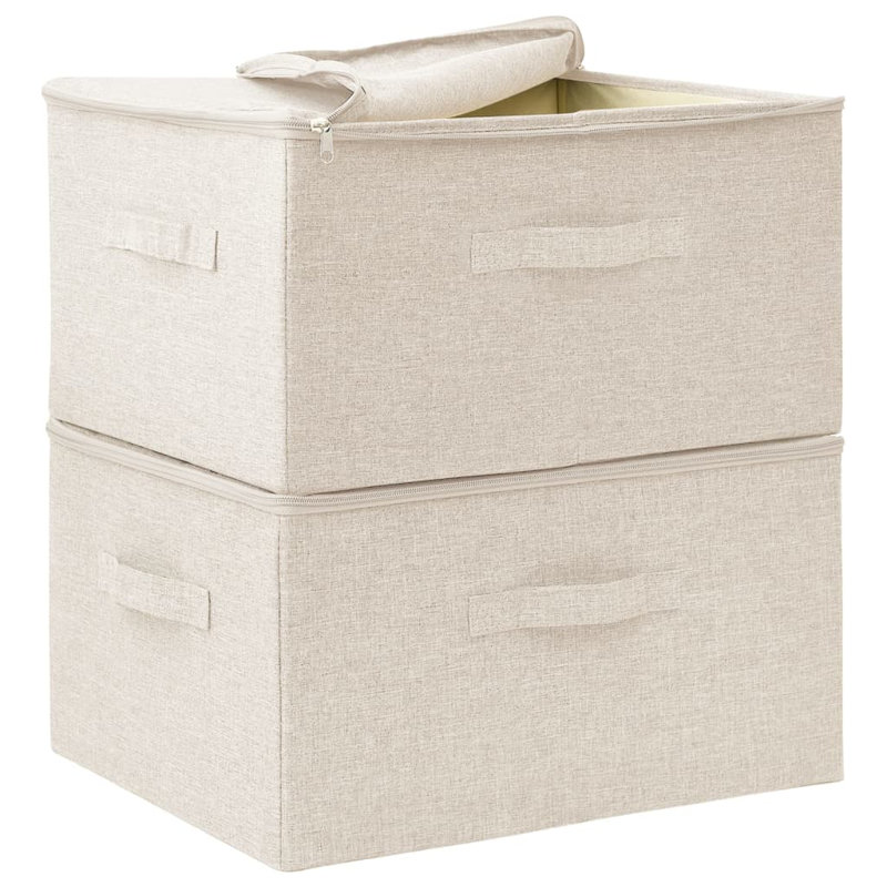 vidaXL Storage Box Polyester Medium Foldable, White