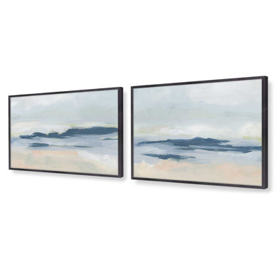 Soft Coastal Layers Set of 2 Prints in a Polished Gold Frame, 12" x 16"