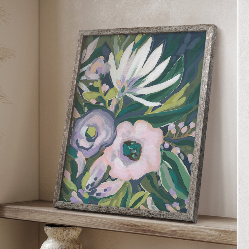 Purple Jungle Garden II Framed Print - Solid Wood, 21" H x 17" W