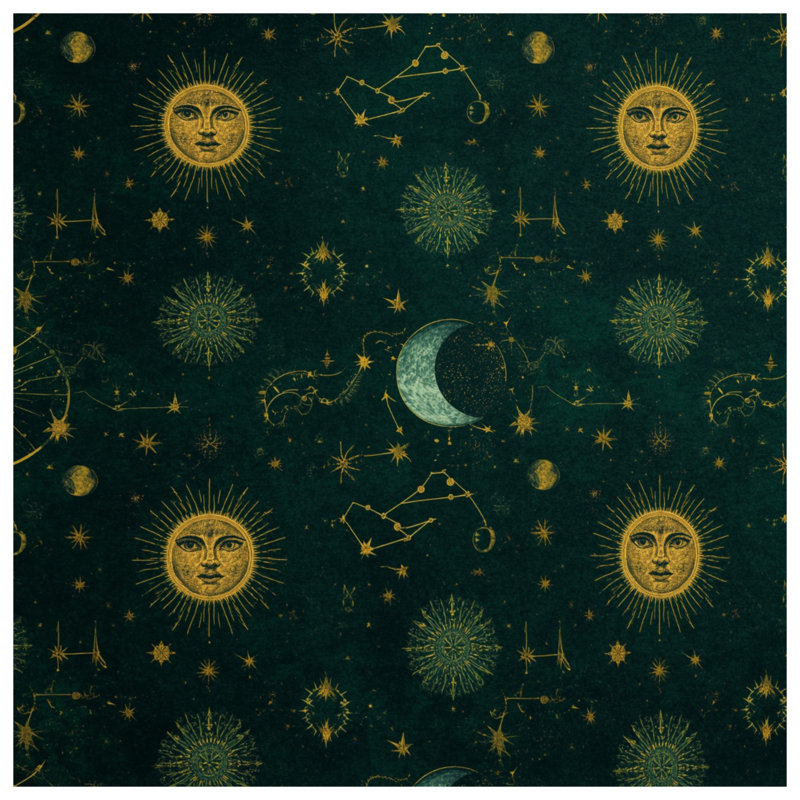 Toile tendue Celestial Sun Moon Stars, 24 po x 36 po
