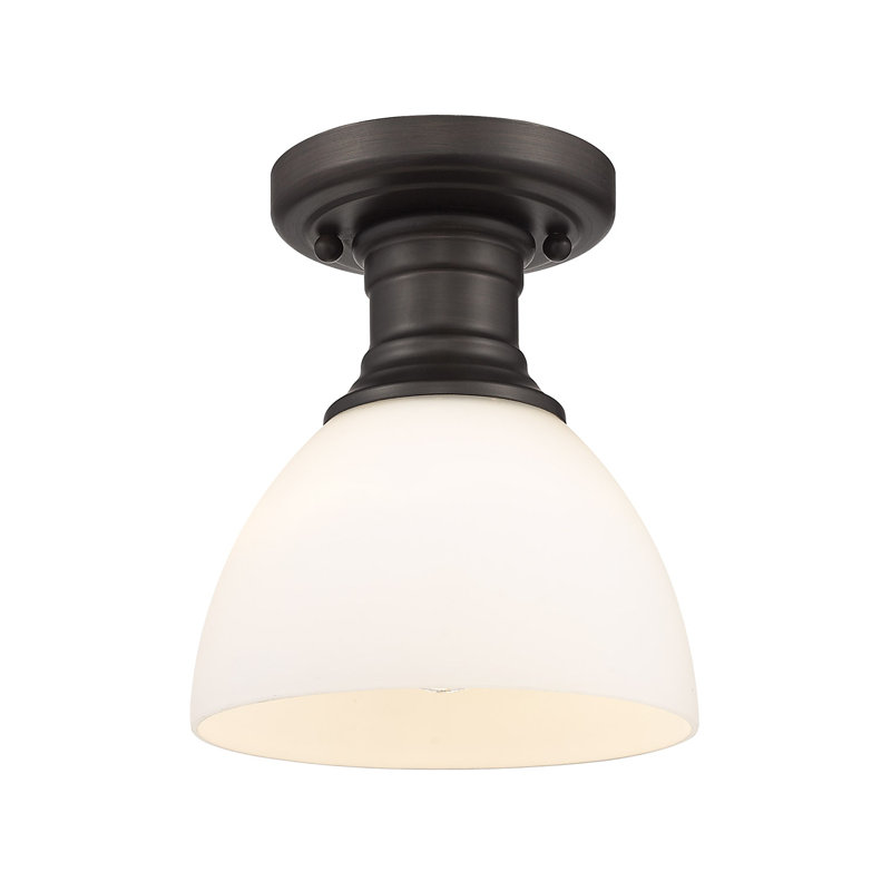 Bales Glass Semi Flush Mount, Opal Glass, Rubbed Bronze