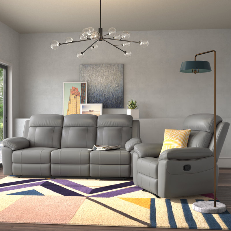Ensemble de salon inclinable en cuir véritable 2 pièces Avalee