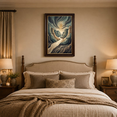 «Layered Canyon River Valley with Swirling Sky», art mural sur toile