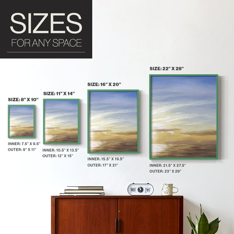 Luminous Waters II Framed Print - Solid Wood, Green, 10" H x 8" W