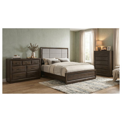Ensemble de chambre à coucher avec lit à panneaux, commode et commode Meridian