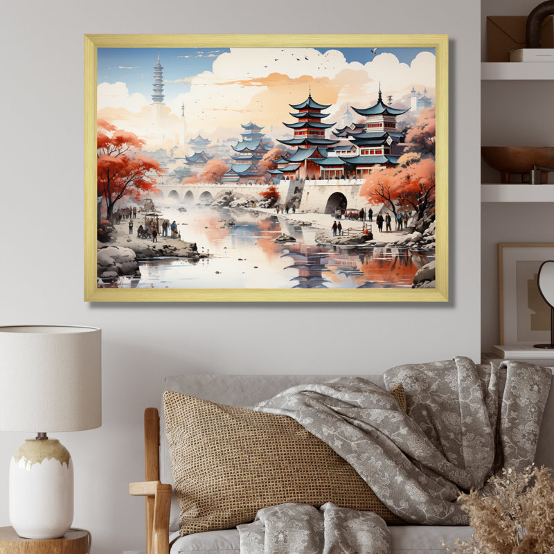 " China Silk Road VI ", 24" H x 32" W x 1" D, Black Floater Framed