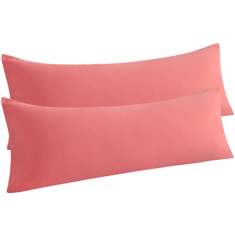 2PC Hypoallergenic Microfiber body pillowcase, Coral Pink