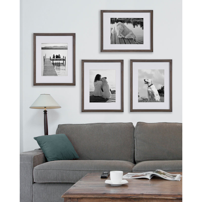 Ensemble de cadres muraux en bois Creason, Gris, 11 po x 14 po, 8 po x 10 po, Paquet de 4