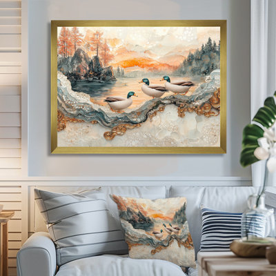 «Gollman Ducks Family At The Lake Landscape II - Duck Large», art mural