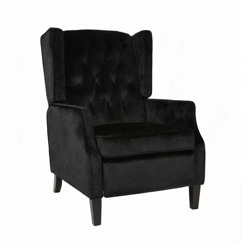 26.75" Push Back Recliner Armchair with Wingback, Black
