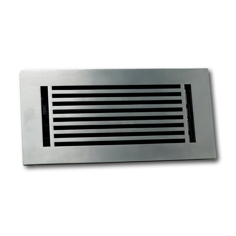 Registre linéaire de fixation au sol / mural en métal, Satin brossé, L 10 po x l 4 po x H 2,75 po