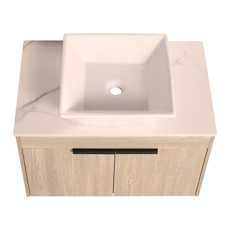 Ensemble de meuble-lavabo mural 30 po avec lavabo en céramique