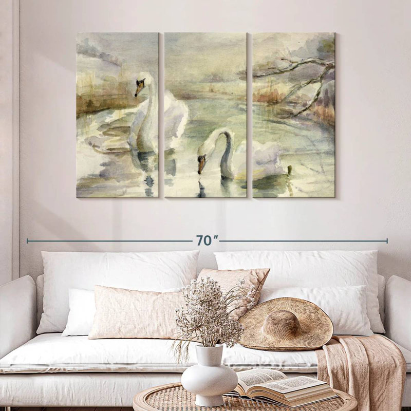 Brampt Swans In Winter, 32" H x 50" W