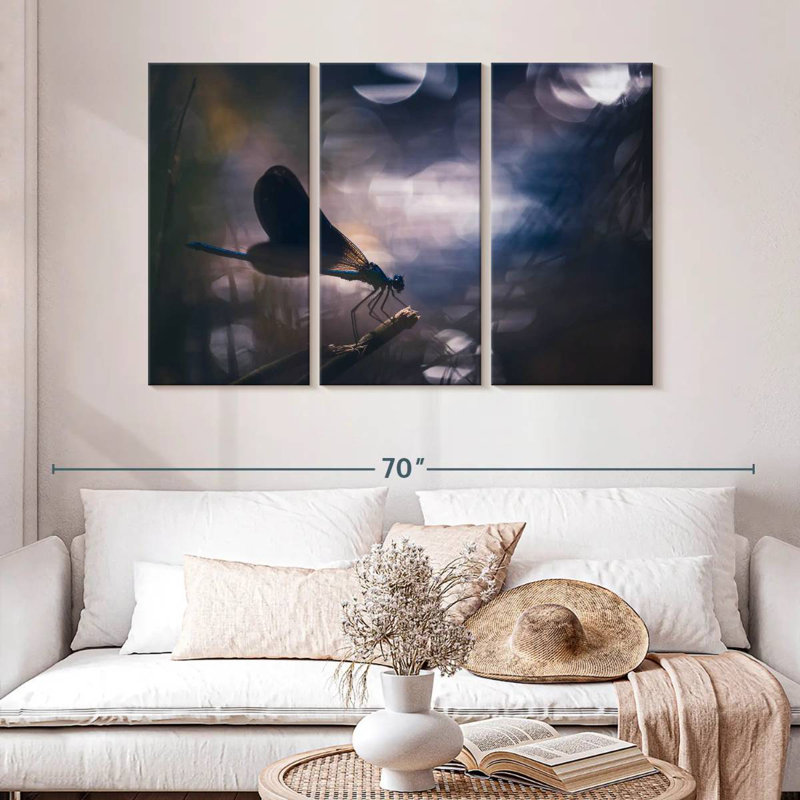 Brampt Blue Calopteryx Dragonfly, 32" H x 50" W