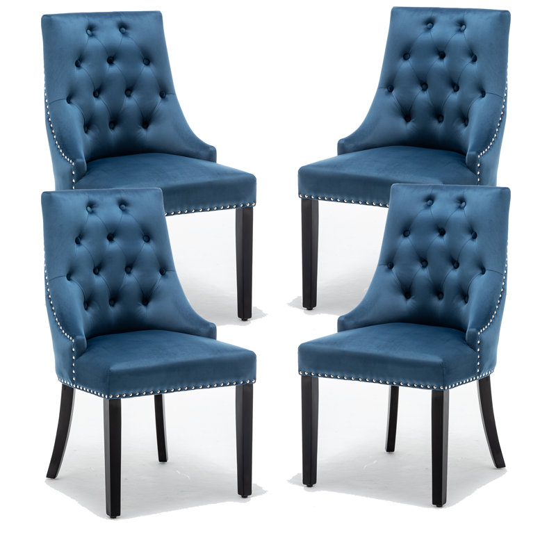 Carranza Upholstered Dining Chair, Blue, 4